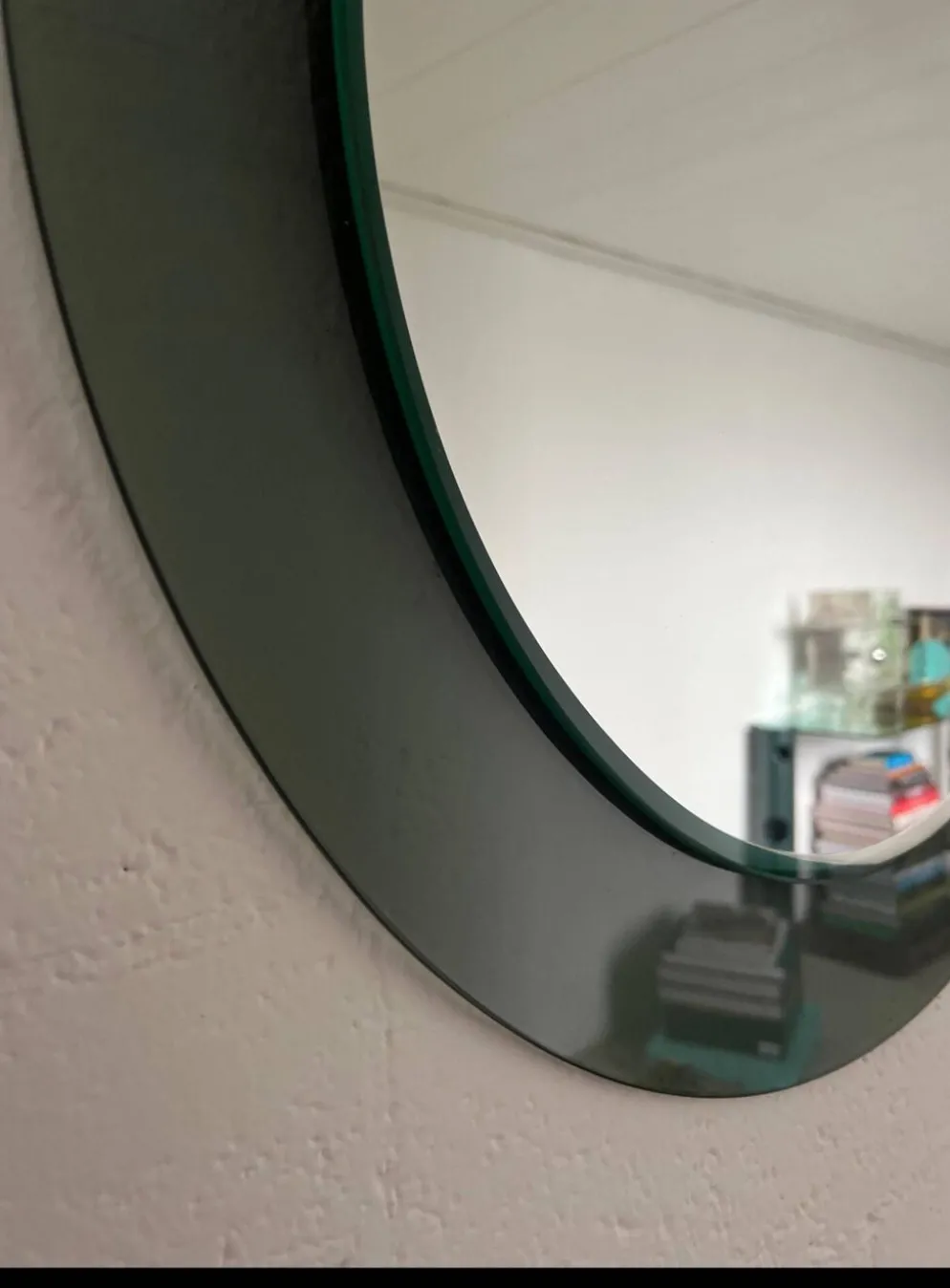 Miroir mural rond décoratif en verre fumé, objet de collection italien de l'ère spatiale