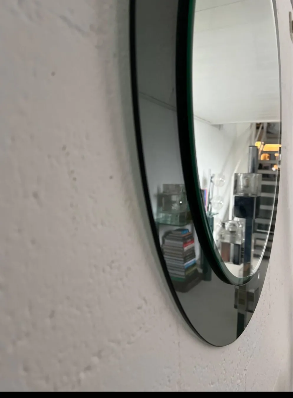 Miroir mural rond décoratif en verre fumé, objet de collection italien de l'ère spatiale