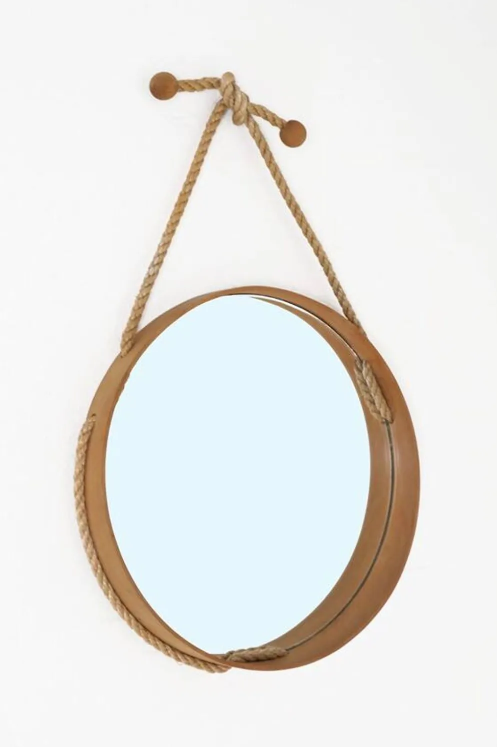 Miroir mural rond du milieu du siècle / hêtre / sisal / design danois moderne / années 1970