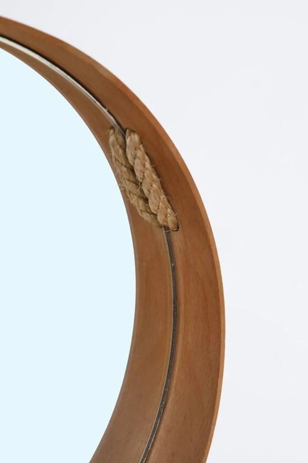 Miroir mural rond du milieu du siècle / hêtre / sisal / design danois moderne / années 1970