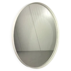 Miroir mural rond en bois blanc XXL, années 1960-1970