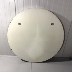 Miroir mural rond en bois blanc XXL, années 1960-1970