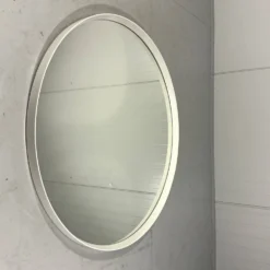 Miroir mural rond en bois blanc XXL, années 1960-1970