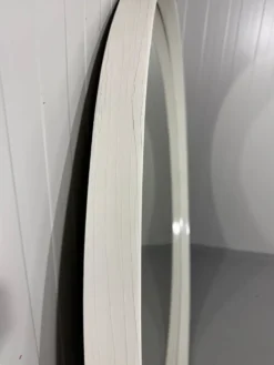Miroir mural rond en bois blanc XXL, années 1960-1970