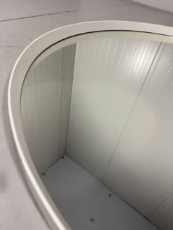 Miroir mural rond en bois blanc XXL, années 1960-1970