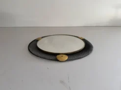 Miroir mural rond en laiton et fil de fer noir, années 1960, Allemagne