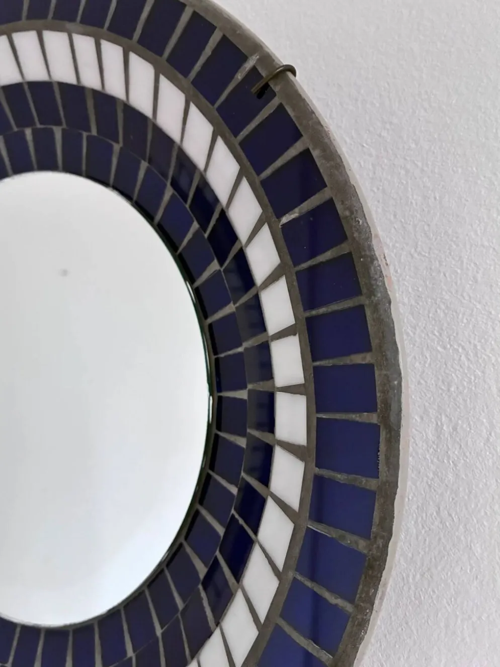 Miroir mural rond en mosaïque danois vintage, marqué B. J. H. Moller, années 1970