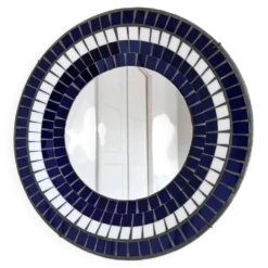 Miroir mural rond en mosaïque danois vintage, marqué B. J. H. Moller, années 1970