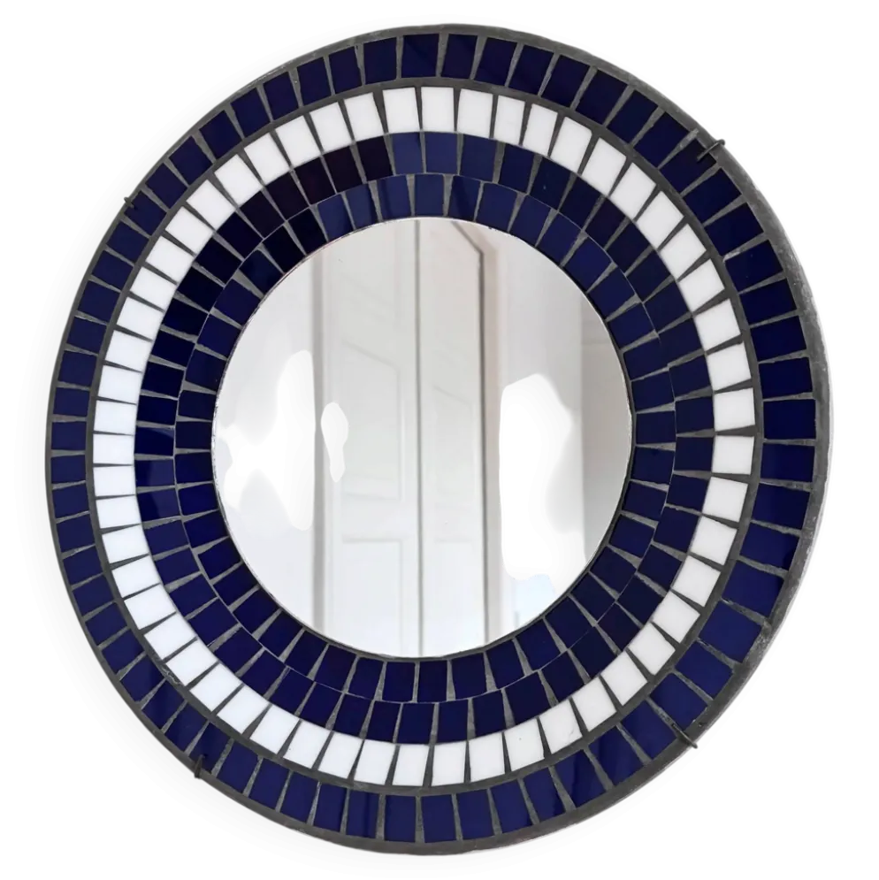 Miroir mural rond en mosaïque danois vintage, marqué B. J. H. Moller, années 1970