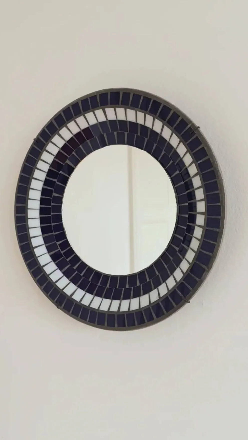 Miroir mural rond en mosaïque danois vintage, marqué B. J. H. Moller, années 1970