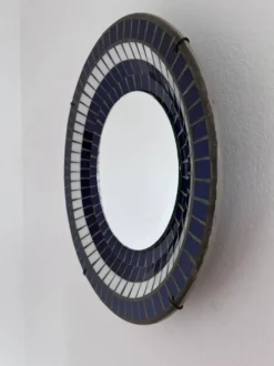 Miroir mural rond en mosaïque danois vintage, marqué B. J. H. Moller, années 1970
