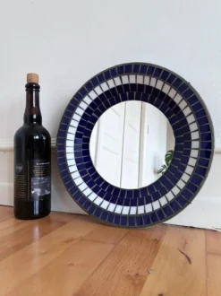 Miroir mural rond en mosaïque danois vintage, marqué B. J. H. Moller, années 1970