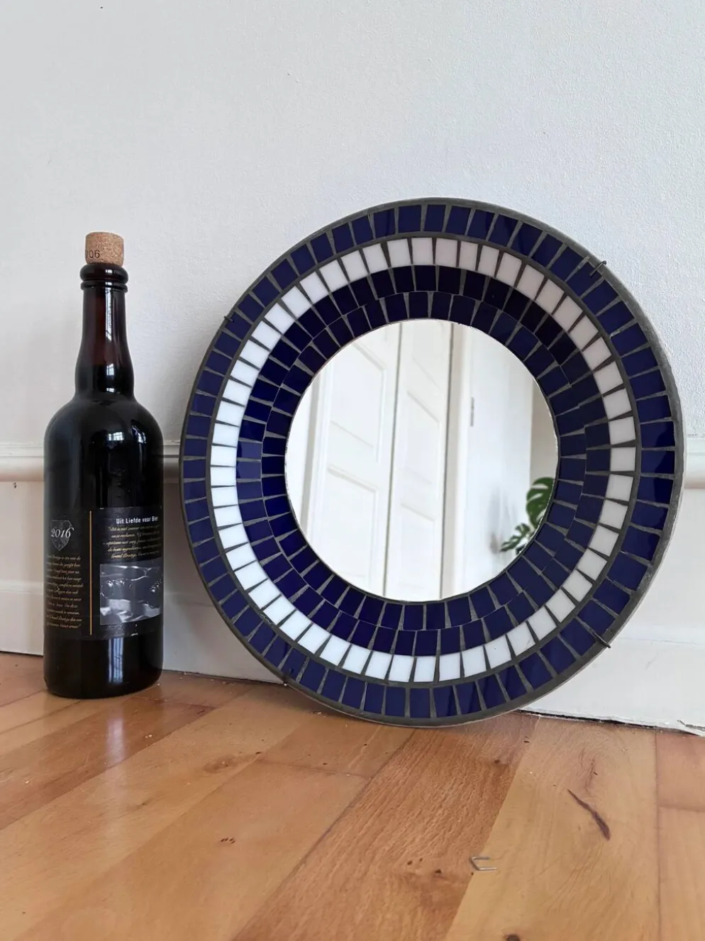Miroir mural rond en mosaïque danois vintage, marqué B. J. H. Moller, années 1970