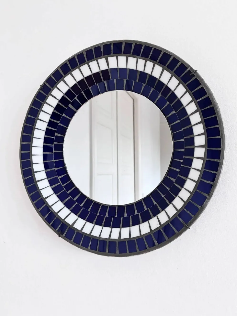 Miroir mural rond en mosaïque danois vintage, marqué B. J. H. Moller, années 1970