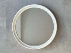 Miroir mural rond en plastique beige de l'ère spatiale