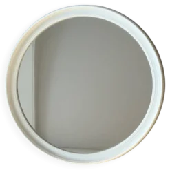 Miroir mural rond en plastique beige de l'ère spatiale