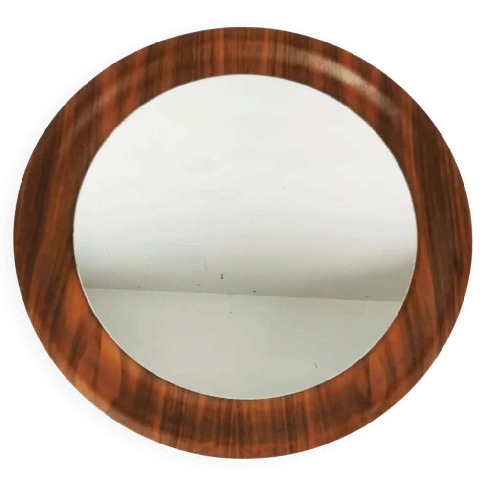 Miroir mural rond en teck du milieu du siècle, Danemark, années 1960