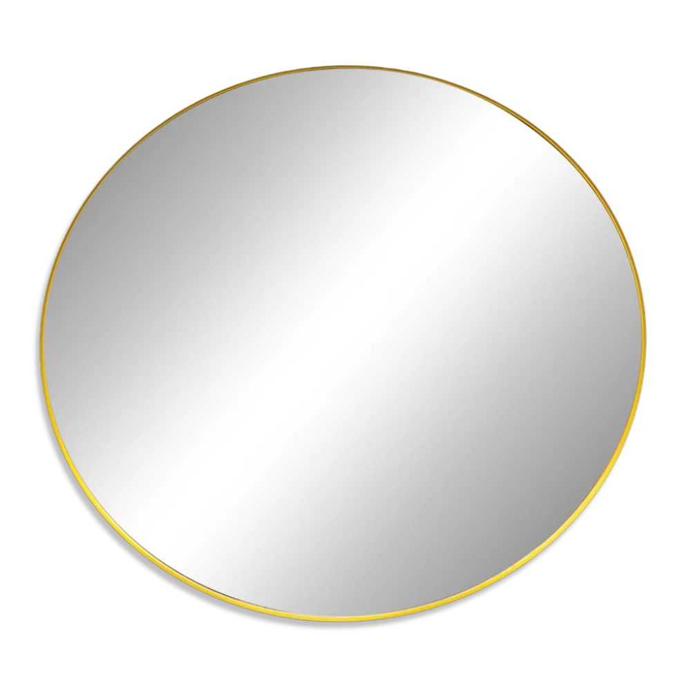 Miroir mural rond lumineux Gedy Space Age jaune – Italie, années 1970