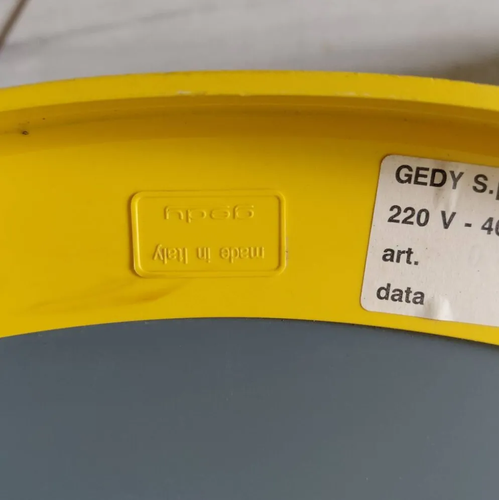Miroir mural rond lumineux Gedy Space Age jaune – Italie, années 1970