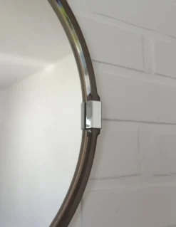 Miroir mural rond vintage des années 1970 / Attribué à Allibert / Miroir de salle de bain style Space Age