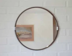 Miroir mural rond vintage des années 1970 / Attribué à Allibert / Miroir de salle de bain style Space Age