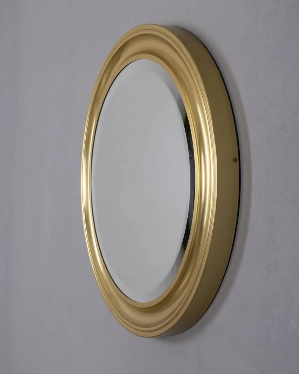 Miroir mural rond vintage italien en laiton, années 1970
