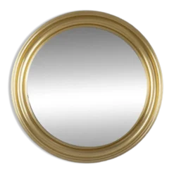 Miroir mural rond vintage italien en laiton, années 1970