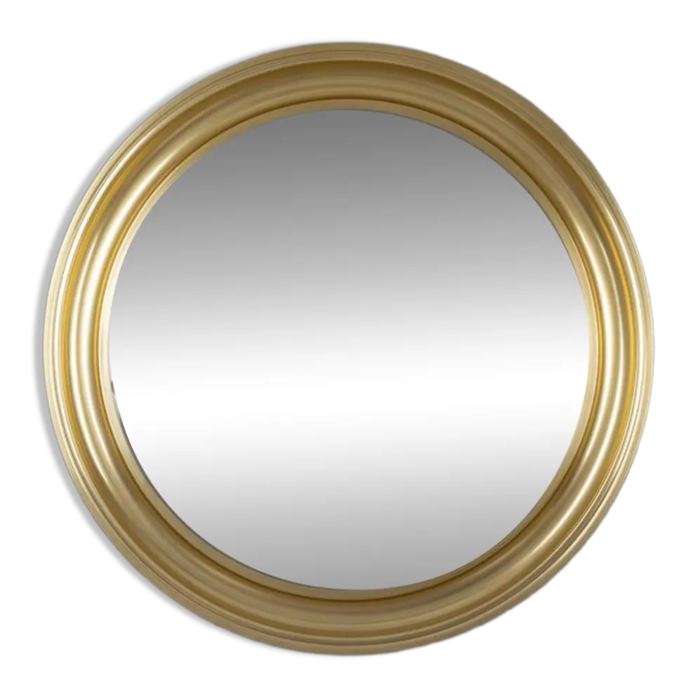 Miroir mural rond vintage italien en laiton, années 1970