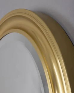 Miroir mural rond vintage italien en laiton, années 1970