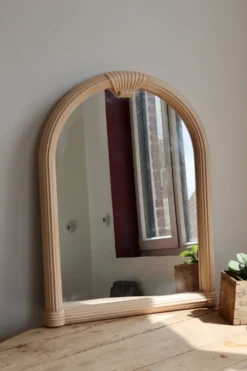 Miroir mural rose poudré arche - Style Art déco - Cadre mouluré