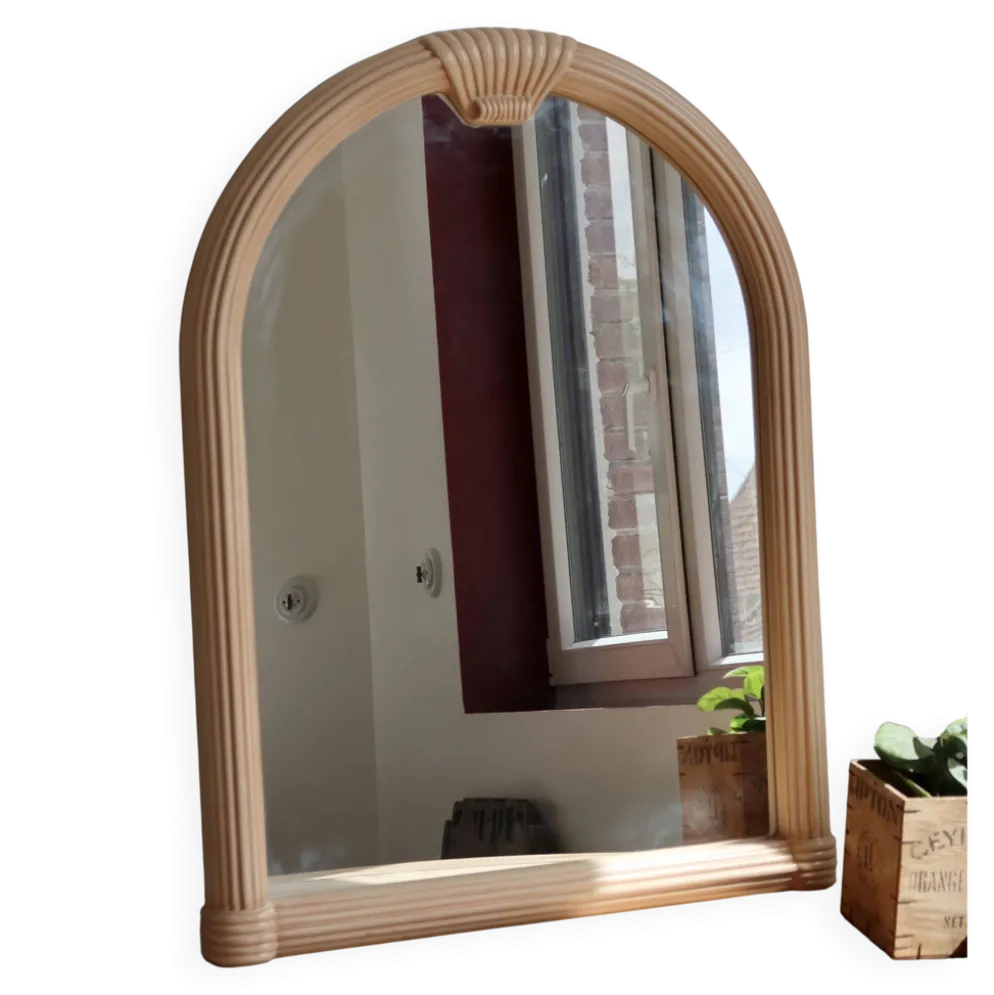 Miroir mural rose poudré arche - Style Art déco - Cadre mouluré