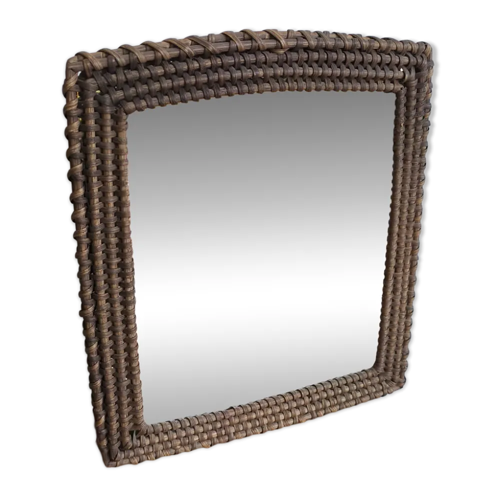 Miroir mural rotin osier vintage