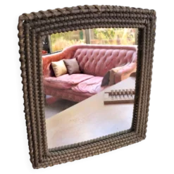 Miroir mural rotin osier vintage