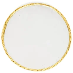 Miroir mural scandinave moderne en osier des années 70 Danemark 42cm