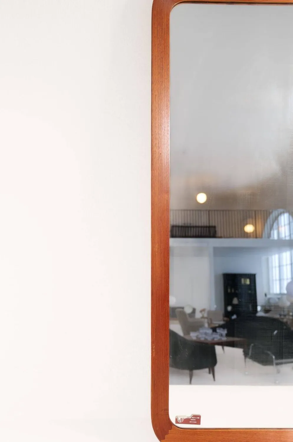 Miroir mural sculptural moderniste du milieu du siècle, teck, verre cristal, Glas & Trä, années 1960