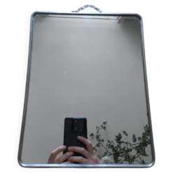 Miroir mural suspendre vintage barbier inox