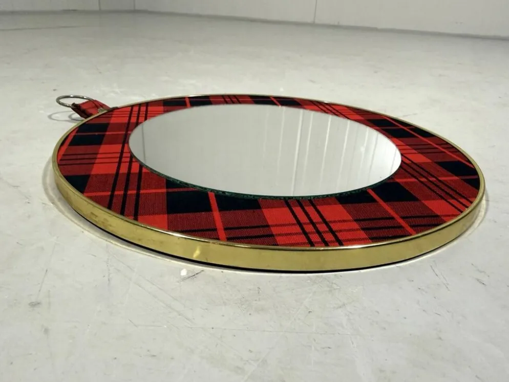 Miroir mural tartan des années 1960