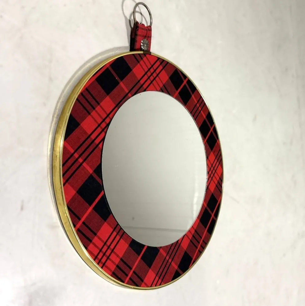Miroir mural tartan des années 1960