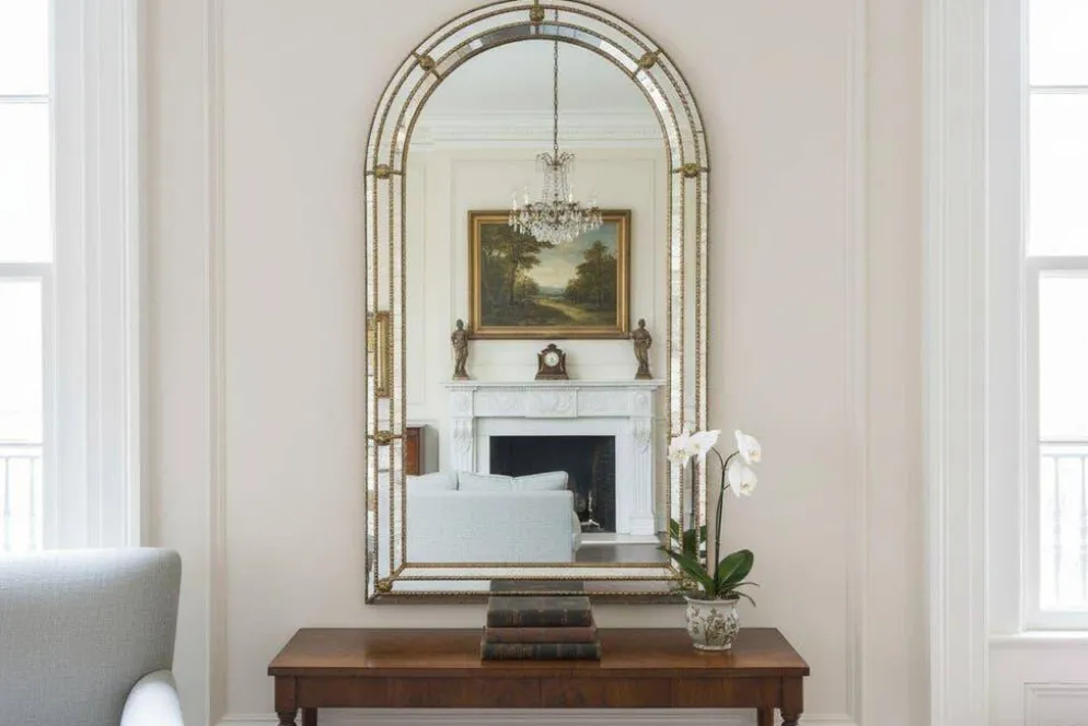 Miroir mural vintage Art déco incurvé