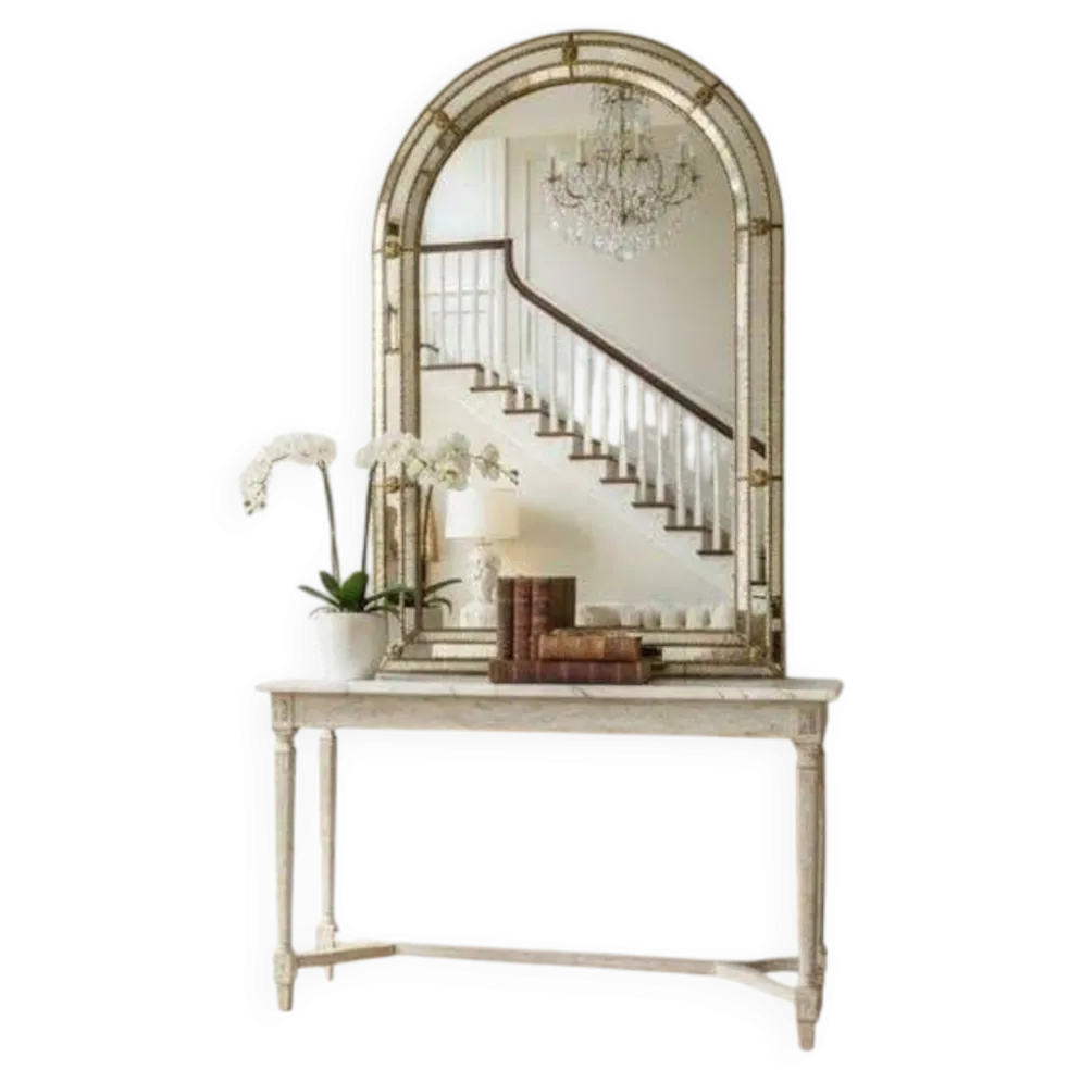 Miroir mural vintage Art déco incurvé