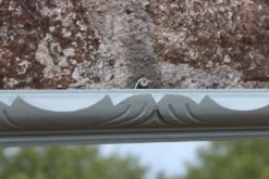 Miroir mural vintage en bois sculpté bleu-vert – style rocaille – H48 cm