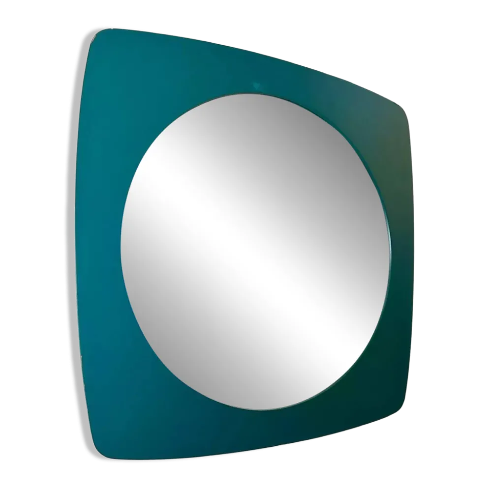 Miroir mural vintage en bois – vert foncé, années 70