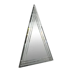 Miroir mural vintage en forme de grand triangle avec décoration biseautée