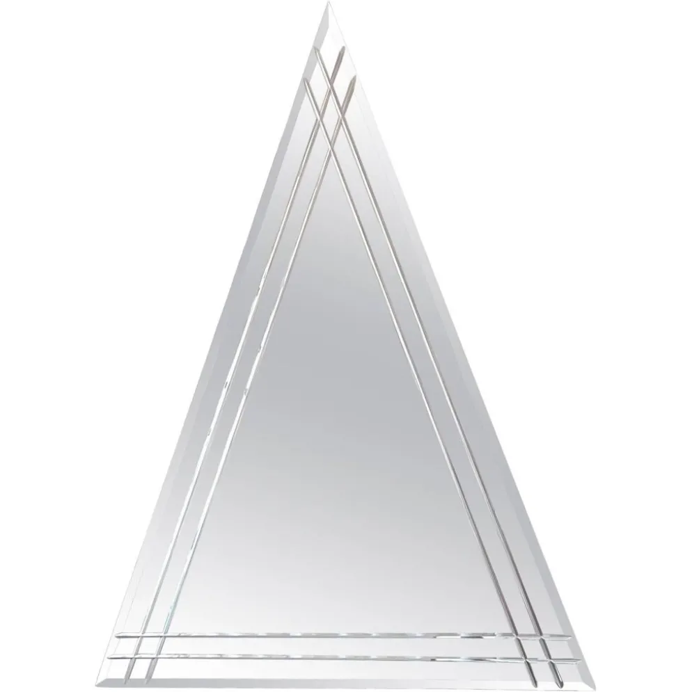 Miroir mural vintage en forme de grand triangle avec décoration biseautée