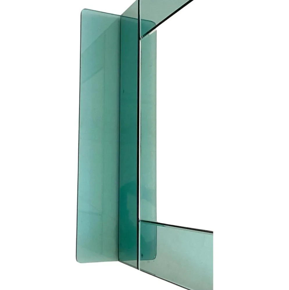 Miroir mural vintage en verre vert d'eau, Italie, années 1970