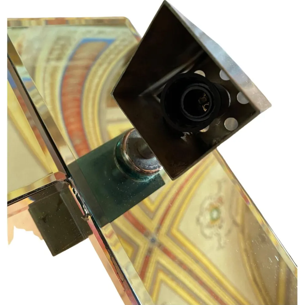 Miroir mural vintage en verre vert d'eau, Italie, années 1970