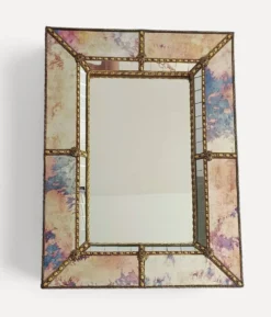 Miroir mural vénitien moderne, fait à la main en Espagne, fin des années 1980