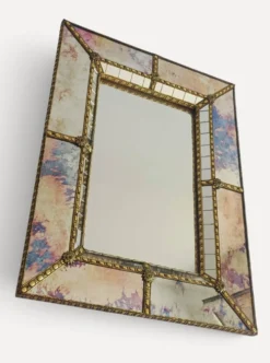 Miroir mural vénitien moderne, fait à la main en Espagne, fin des années 1980