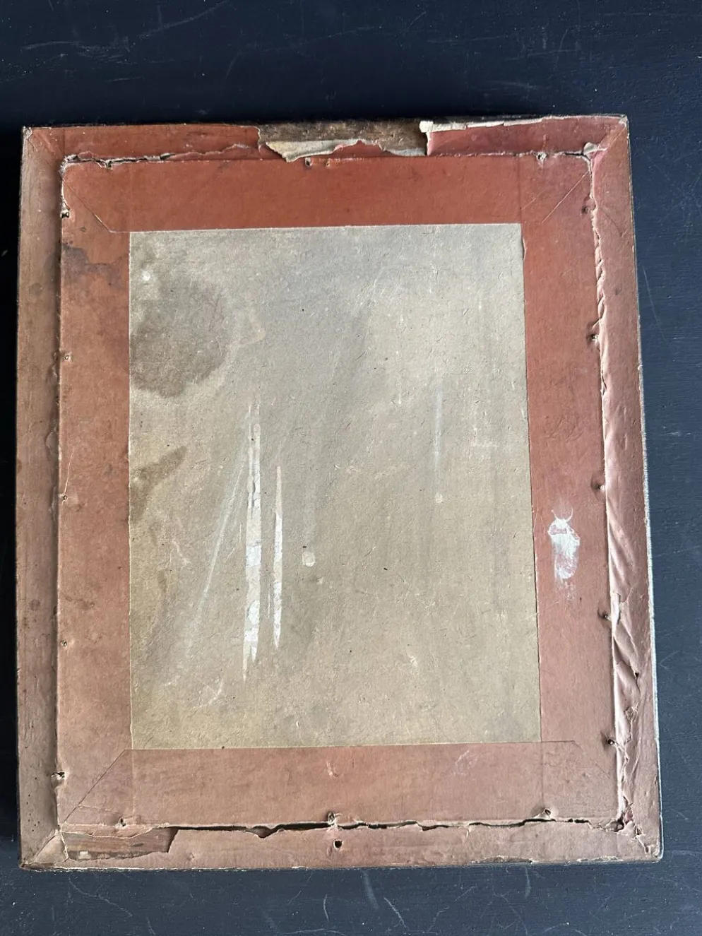 Miroir Napoléon III en bois noir et doré, XIXe siècle