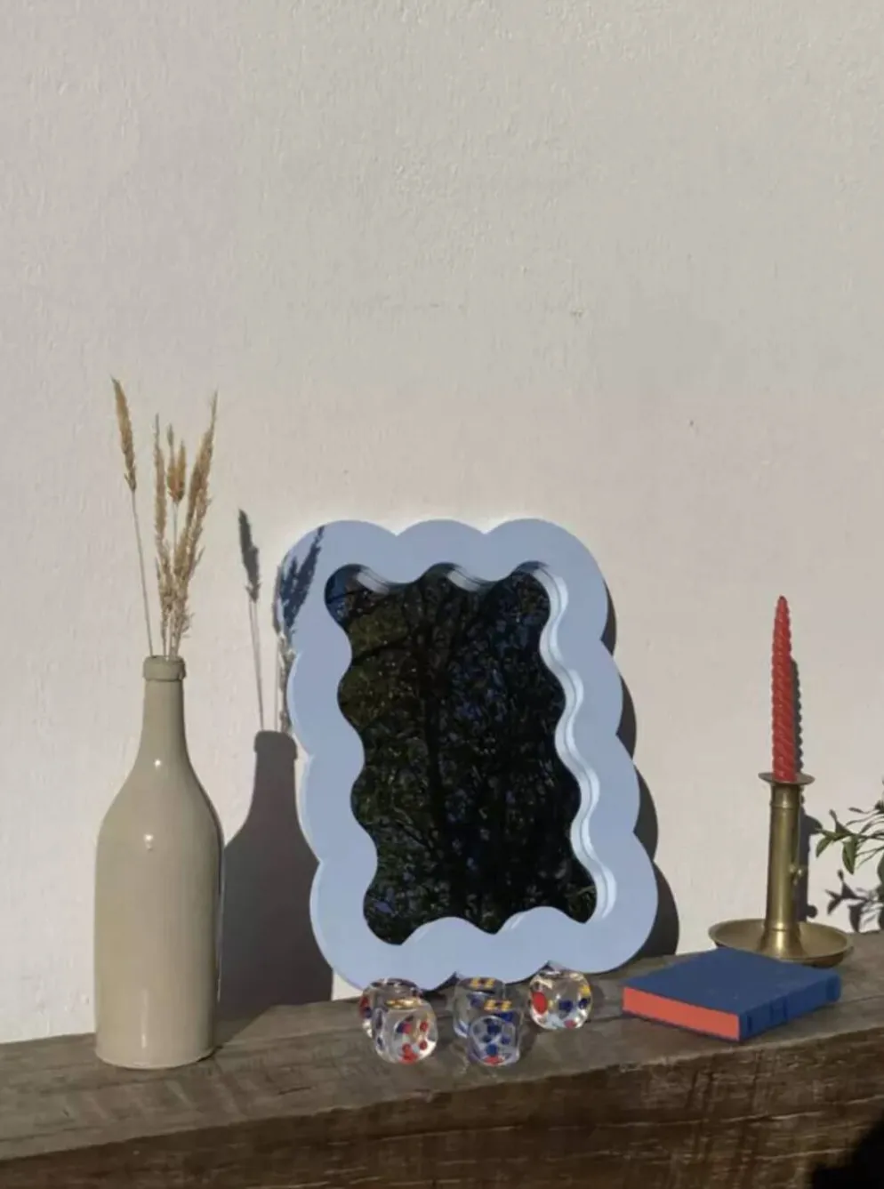 Miroir nuage en bois ondulé